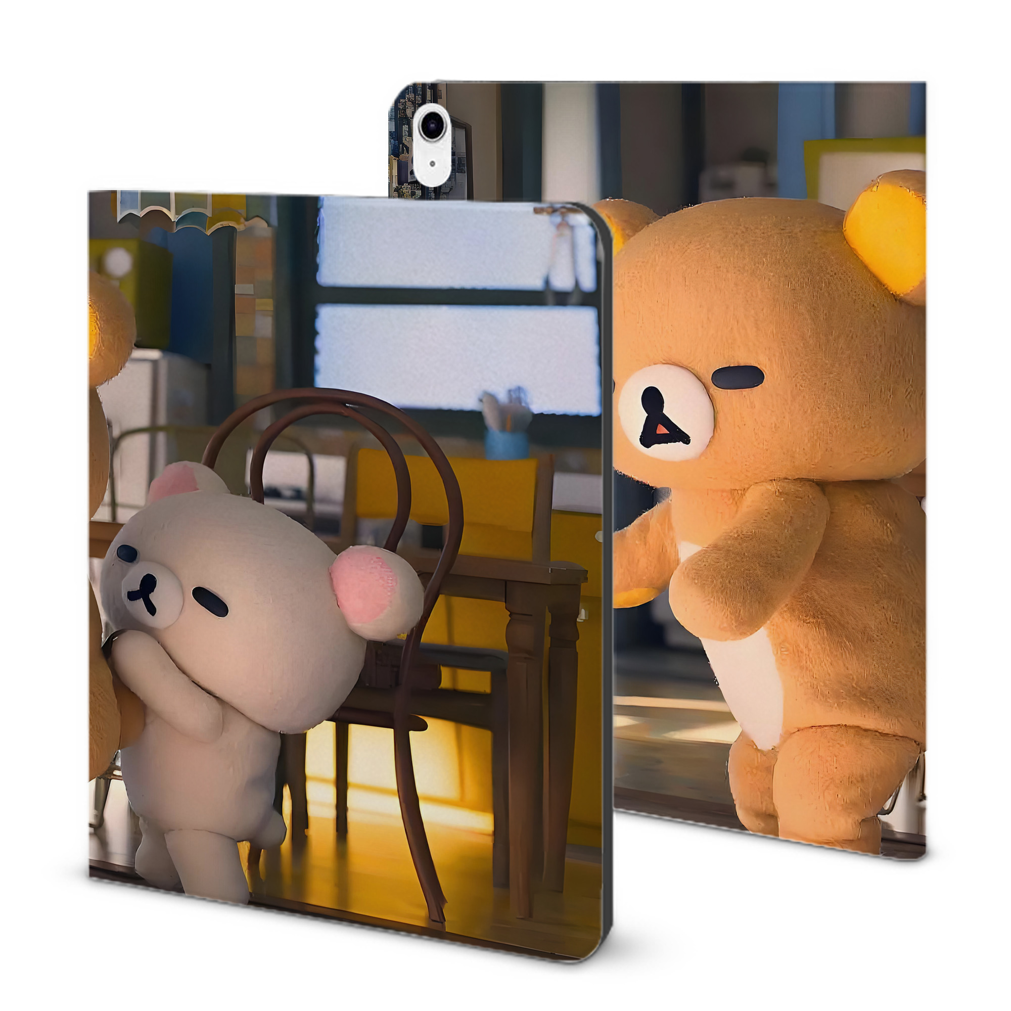 （画像用） リラックマ リラックマ キイロイトリ Rilakkuma Korilakkuma Kiiroitori IPad ケース ブック型 PUレザー TPU 耐衝撃 軽量 薄型 ペン収納なし 全面保護 IPad 各モデル対応